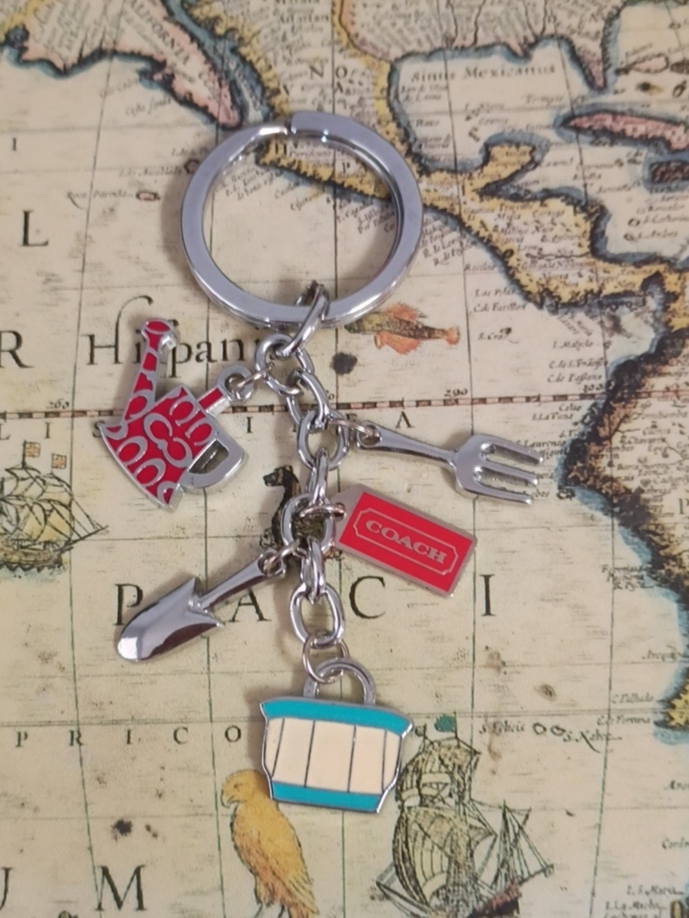 ❤️COACH Gardening 5 Charms Key Ring Keychain